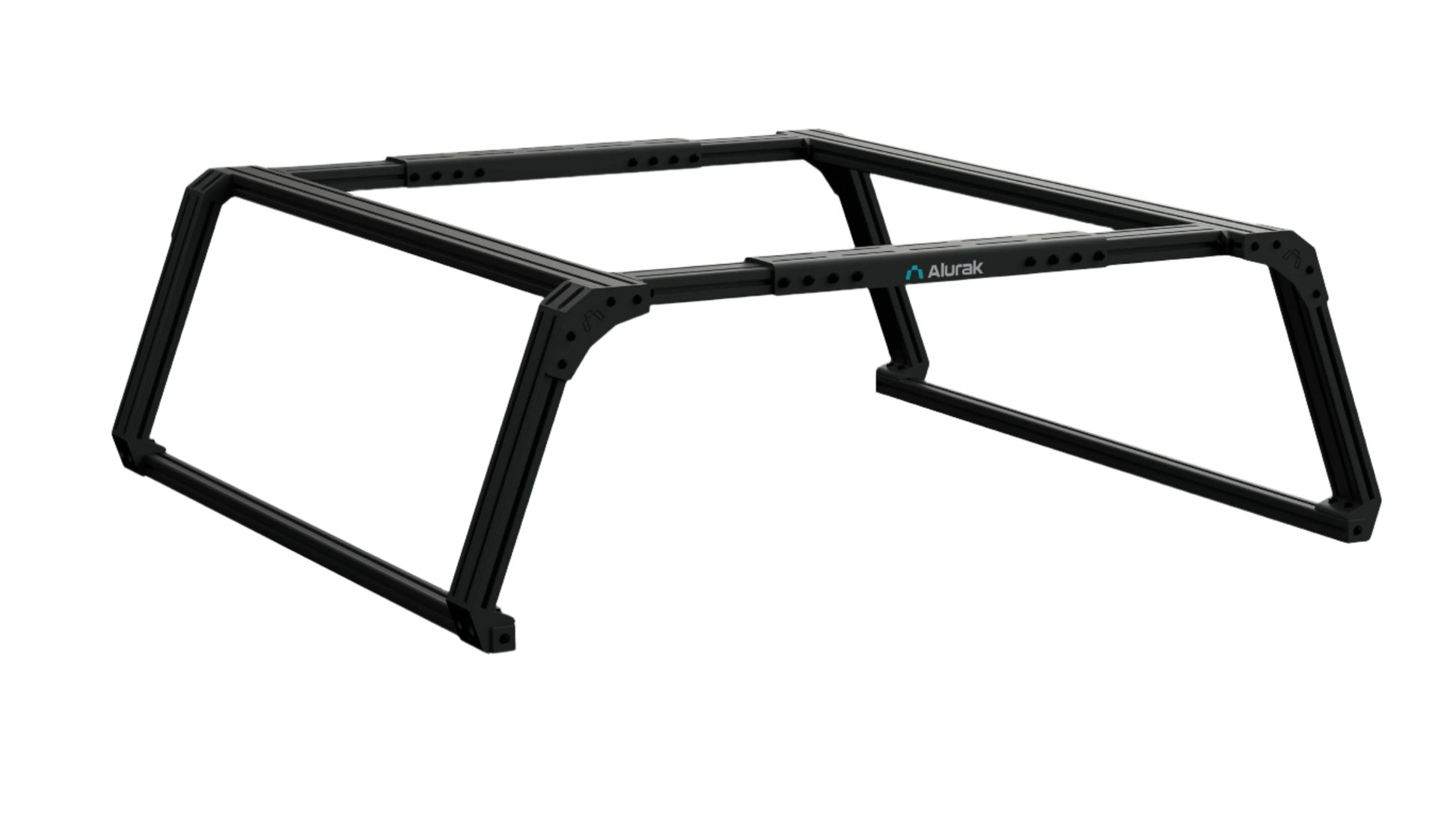 3D render of the Alurak adjustable bed rack for utility vehicles.